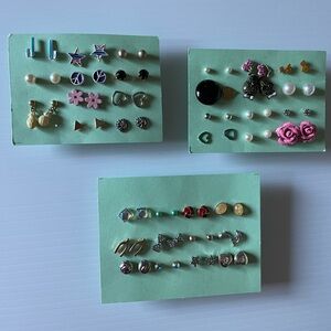 Lot of pair earring pieces for variety size and style or sale as is - 3 cards
